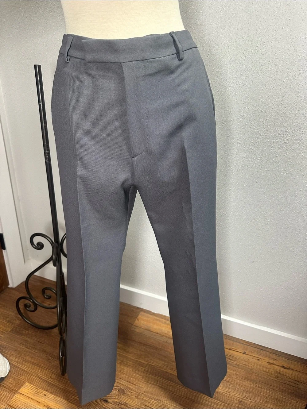 Gucci Gray Solid Mid-Rise Straight-Leg Trouser